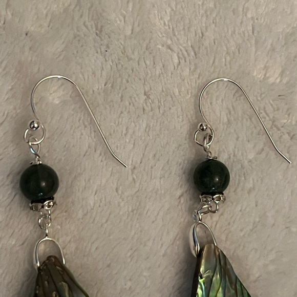 2” Abalone Shell & Sterling earrings - Picture 3 of 4